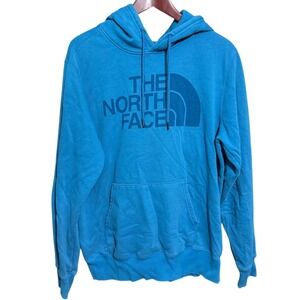 The North Face Hoodie Mens Medium Solid Blue Pull Over Outdoor Hiking Running